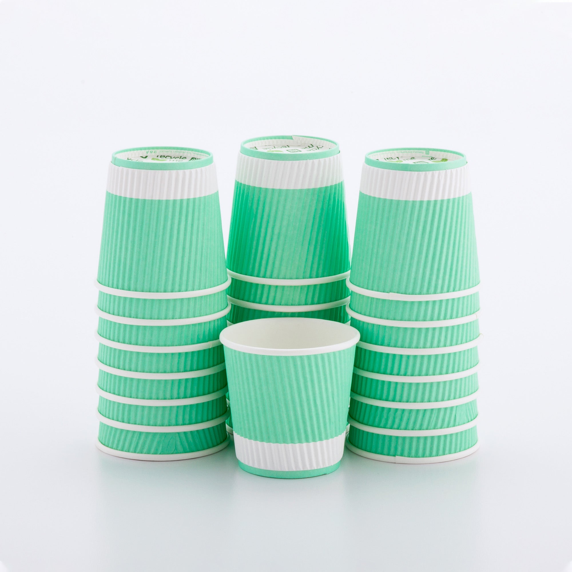 4 oz Light Green Paper Coffee Cup - Ripple Wall - 2 1/2" x 2 1/2" x 2 1/4" - 500 count box