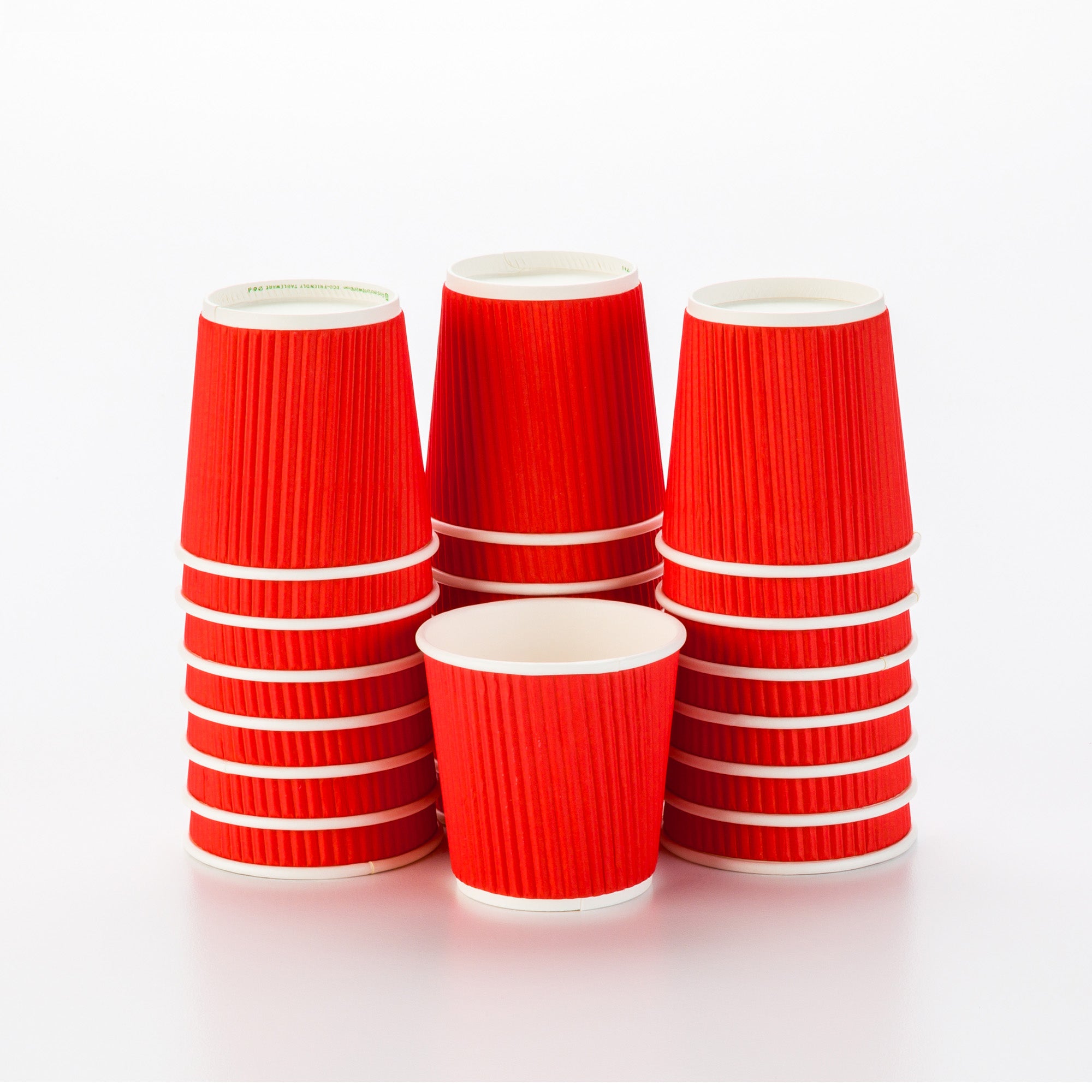 4 oz Red Paper Coffee Cup - Ripple Wall - 2 1/2" x 2 1/2" x 2 1/4" - 500 count box