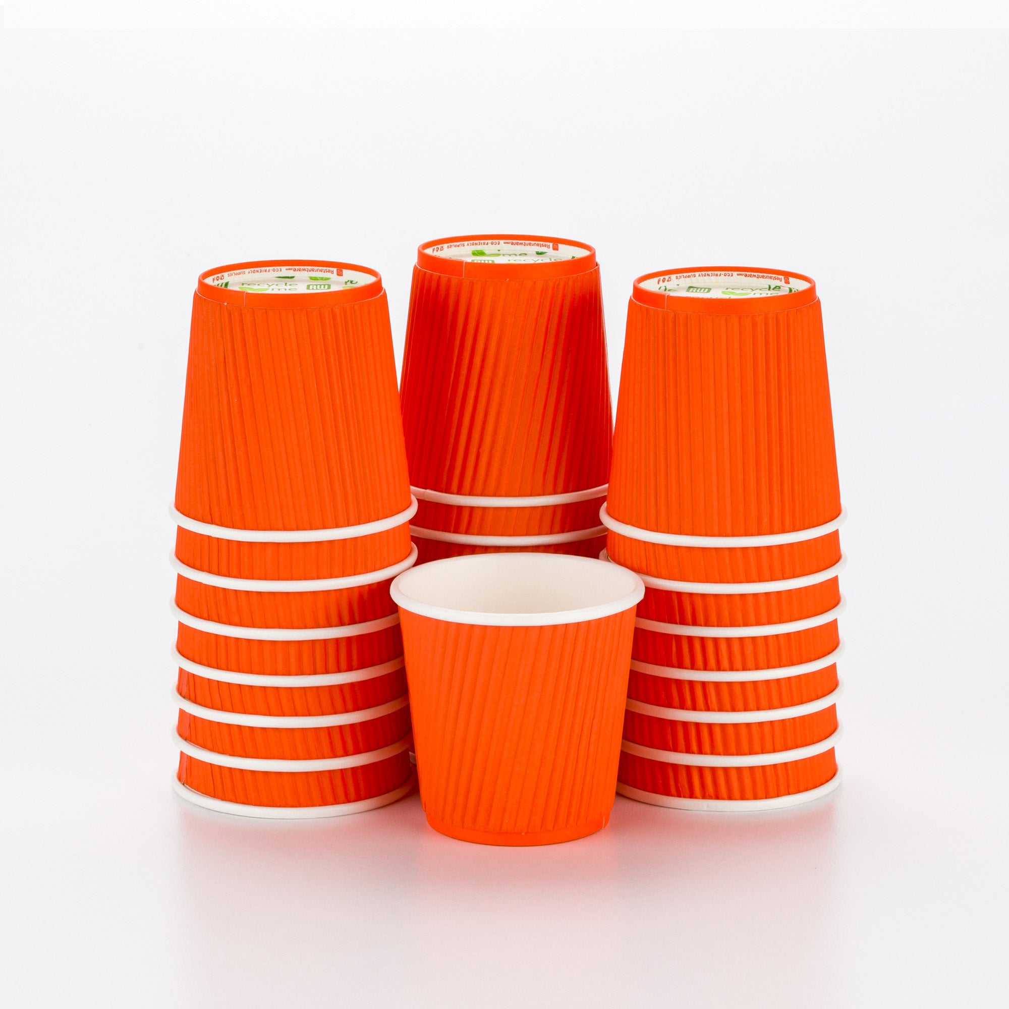 4 oz Tangerine Orange Paper Coffee Cup - Ripple Wall - 2 1/2" x 2 1/2" x 2 1/4" - 500 count box