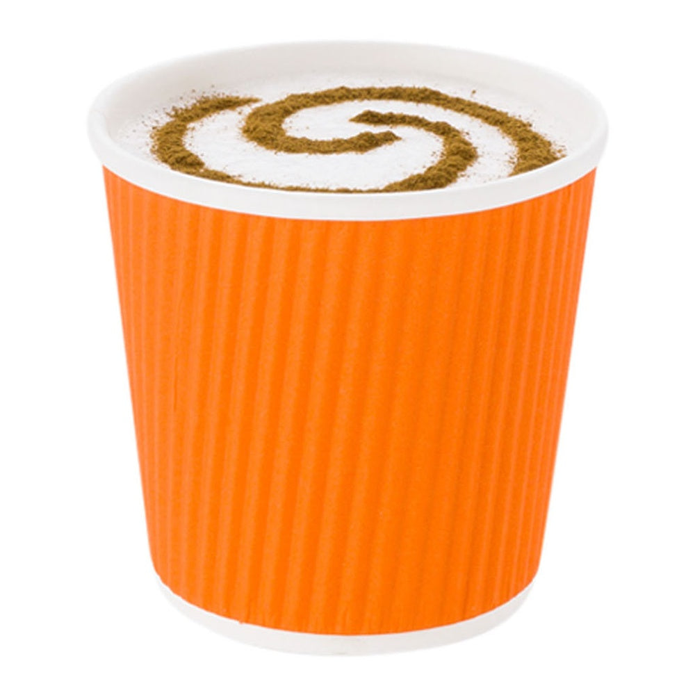 4 oz Tangerine Orange Paper Coffee Cup - Ripple Wall - 2 1/2" x 2 1/2" x 2 1/4" - 500 count box