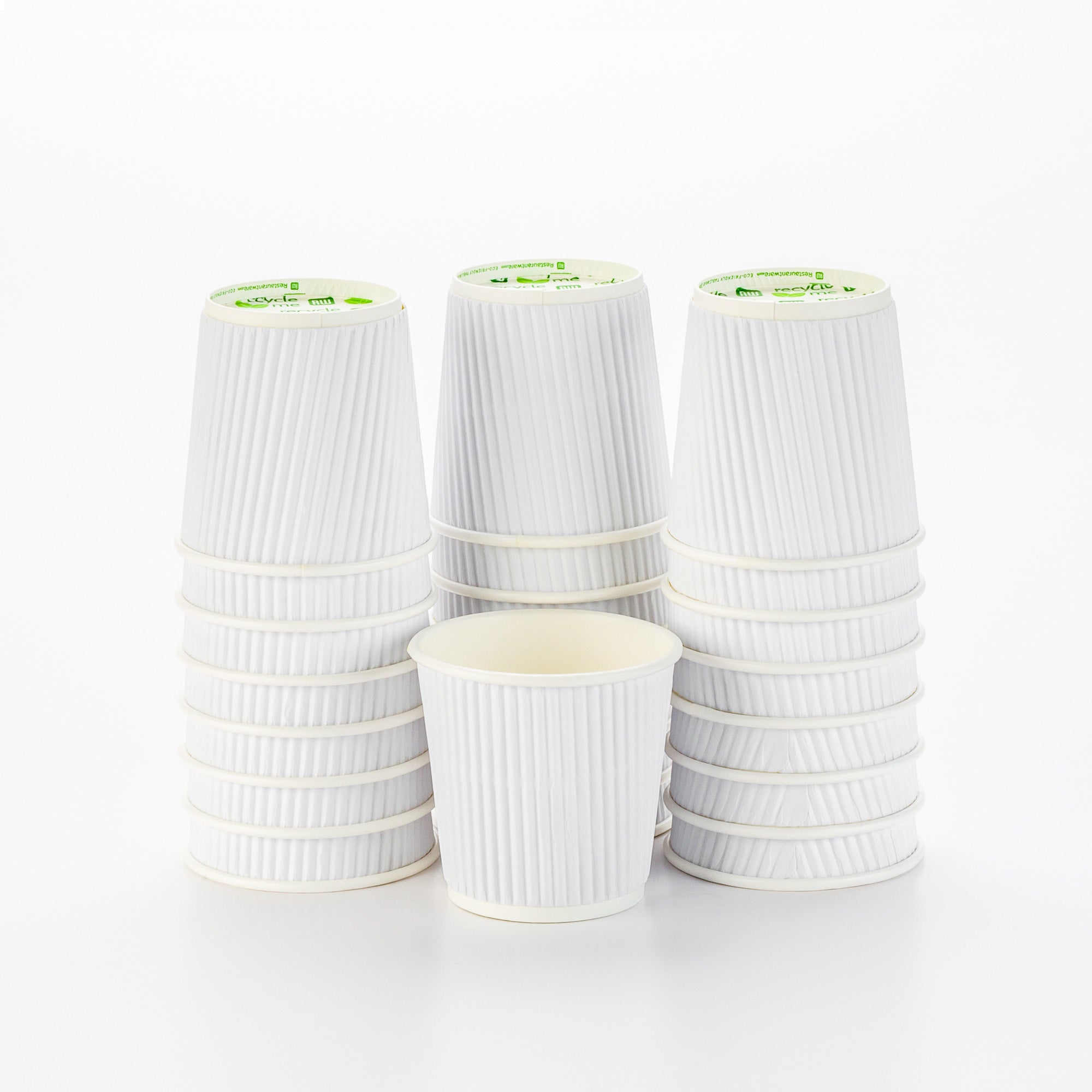 4 oz White Paper Coffee Cup - Ripple Wall - 2 1/2" x 2 1/2" x 2 1/4" - 500 count box