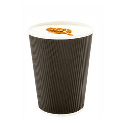 12 oz Black Paper Coffee Cup - Ripple Wall - 3 1/2