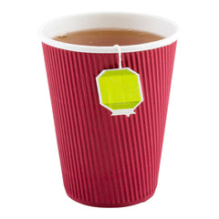 12 oz Crimson Paper Coffee Cup - Ripple Wall - 3 1/2