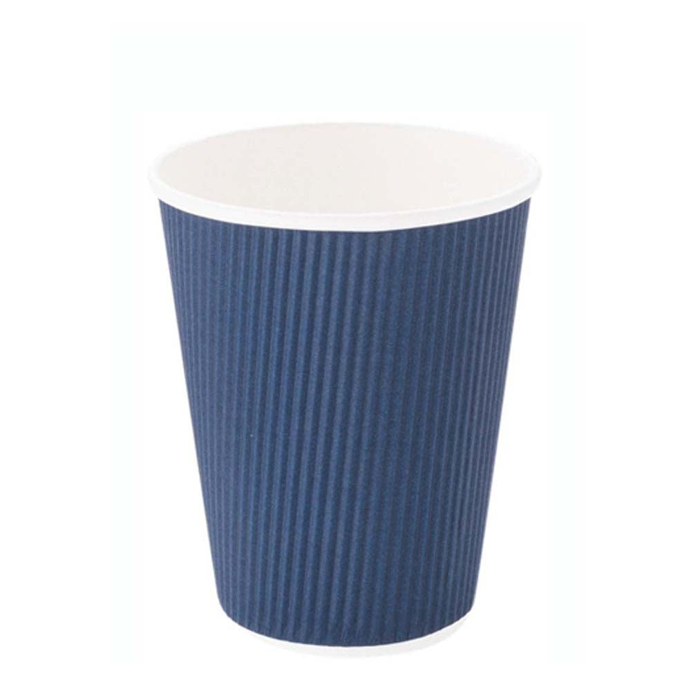 12 oz Midnight Blue Paper Coffee Cup - Ripple Wall - 3 1/2" x 3 1/2" x 4 1/4" - 500 count box