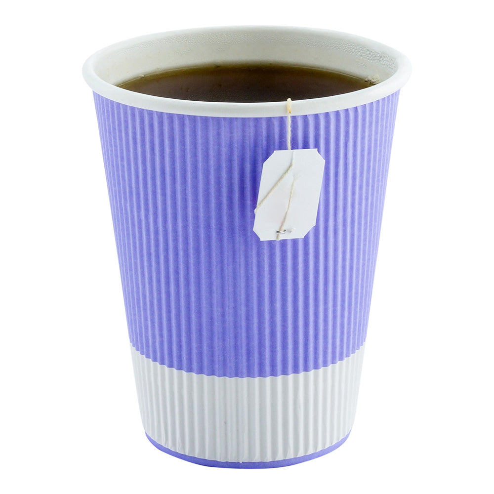 12 oz Light Purple Paper Coffee Cup - Ripple Wall - 3 1/2" x 3 1/2" x 4 1/4" - 500 count box