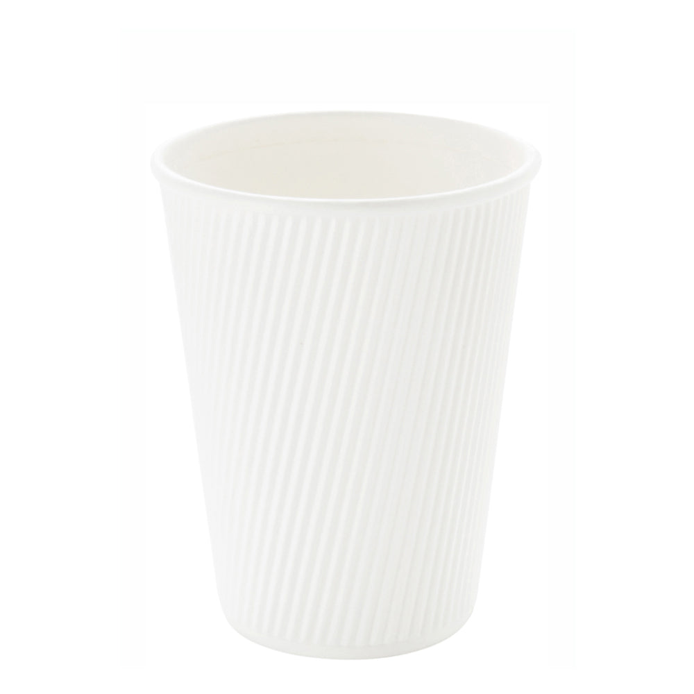 12 oz White Paper Coffee Cup - Ripple Wall - 3 1/2" x 3 1/2" x 4 1/4" - 500 count box