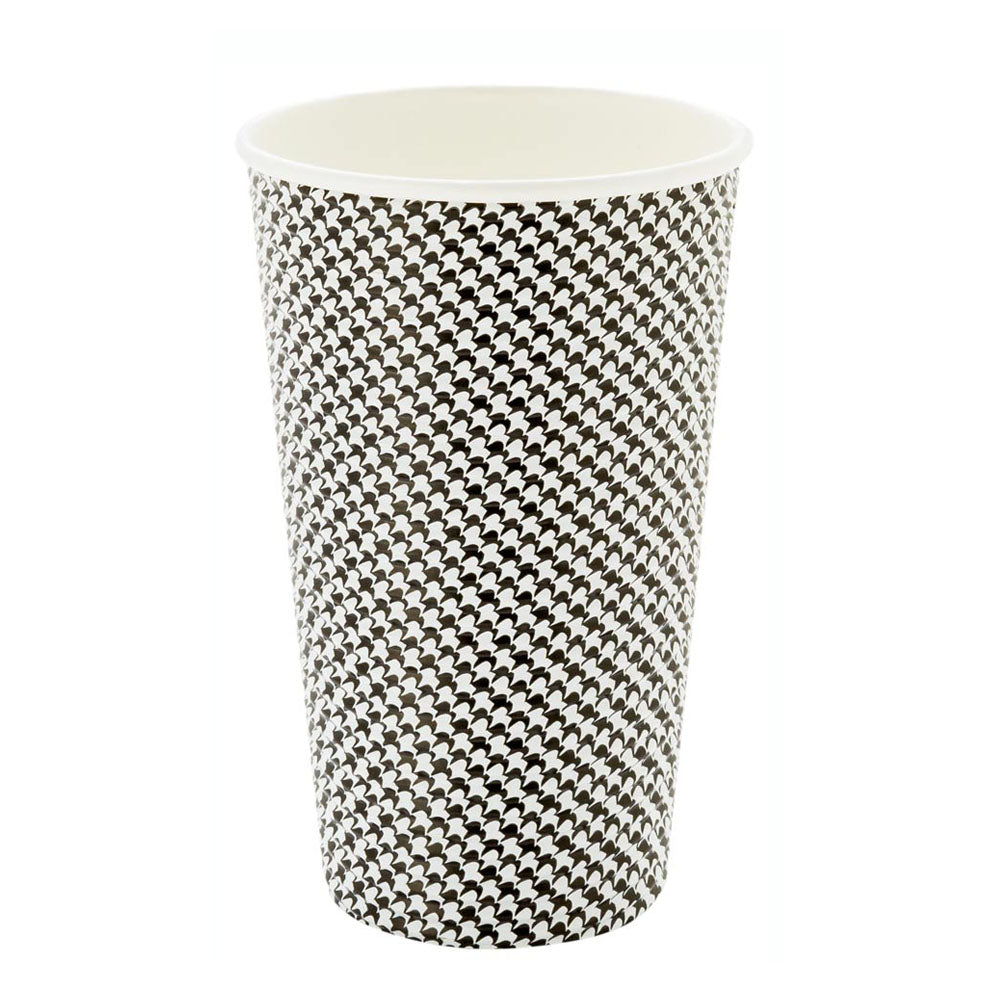 16 oz Houndstooth Paper Coffee Cup - Spiral Wall - 3 1/2" x 3 1/2" x 5 1/2" - 500 count box