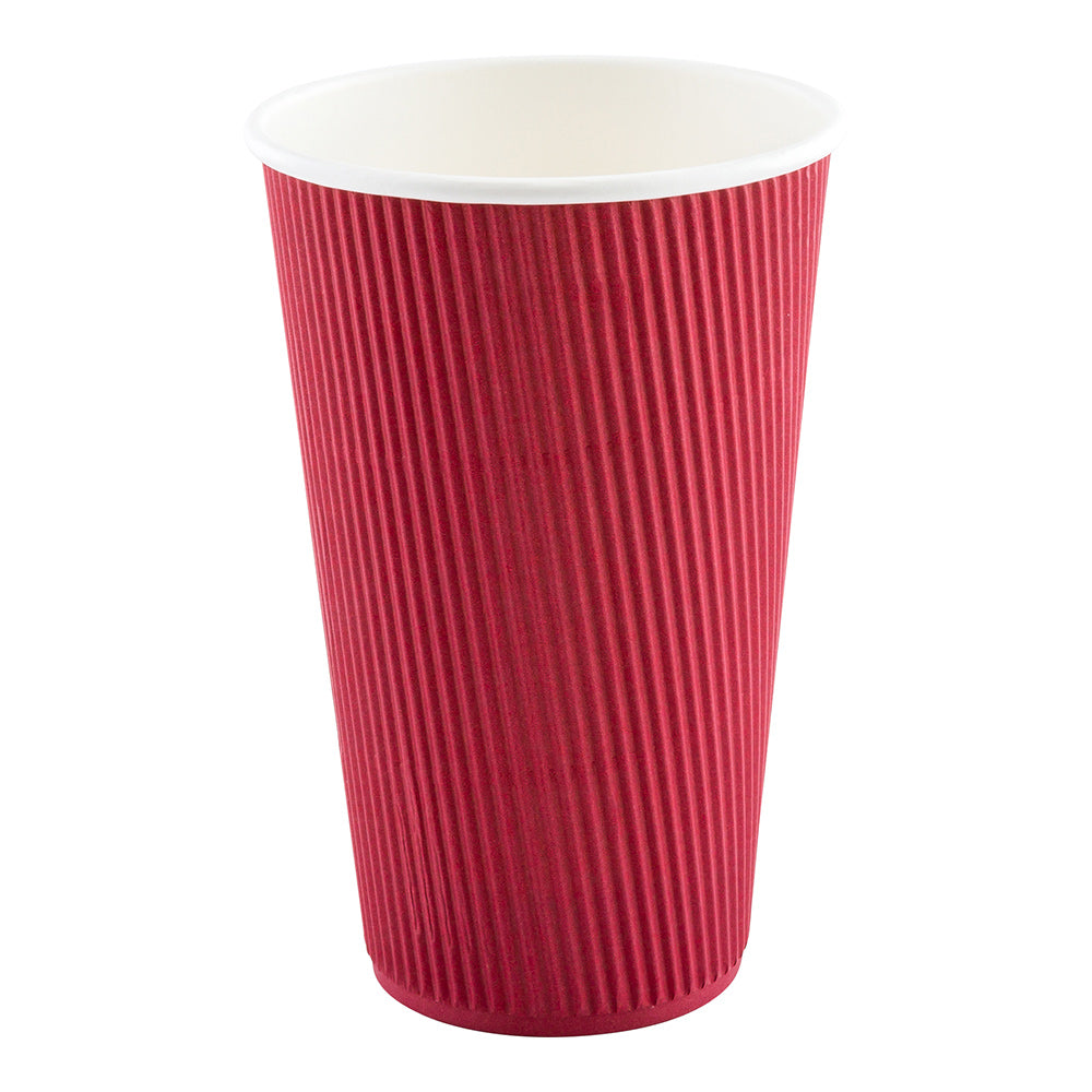 16 oz Crimson Paper Coffee Cup - Ripple Wall - 3 1/2" x 3 1/2" x 5 1/2" - 500 count box