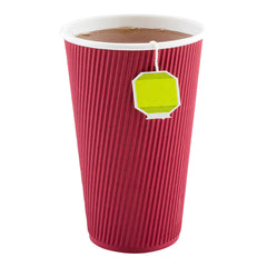 16 oz Crimson Paper Coffee Cup - Ripple Wall - 3 1/2