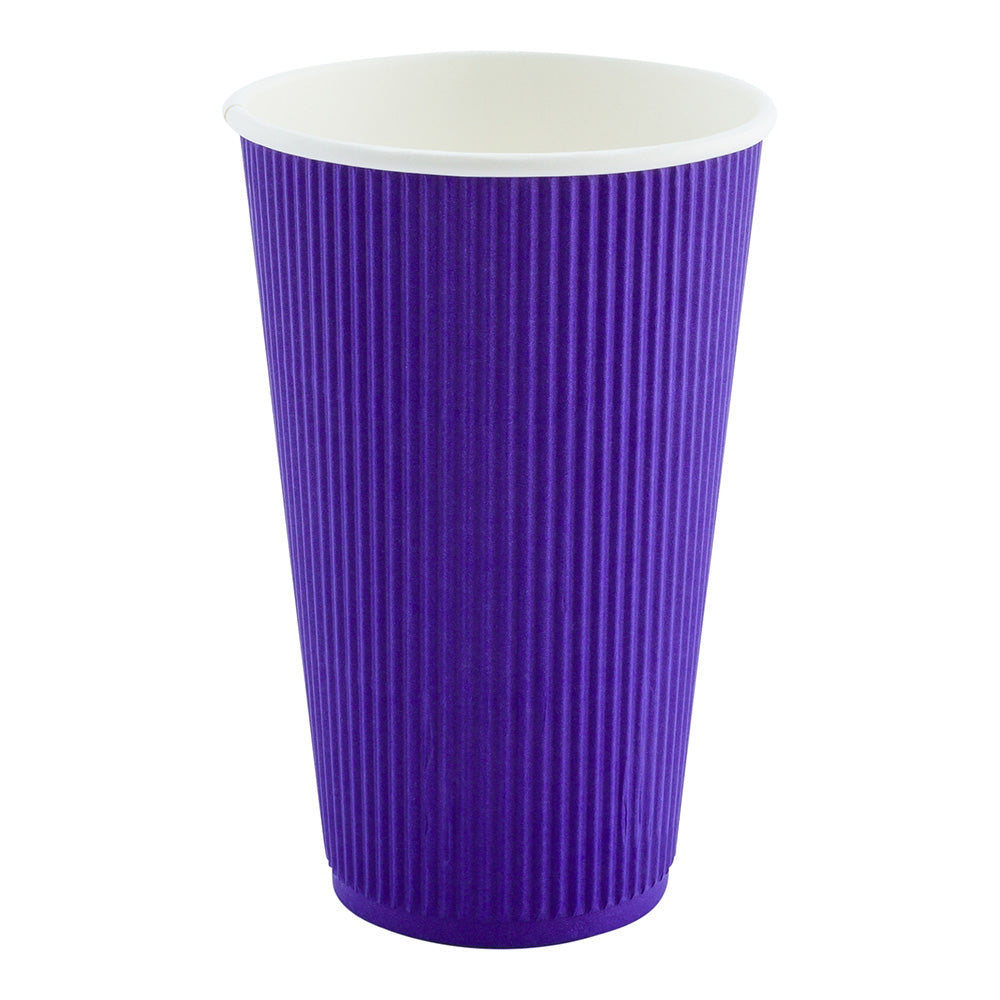 16 oz Royal Purple Paper Coffee Cup - Ripple Wall - 3 1/2" x 3 1/2" x 5 1/2" - 500 count box