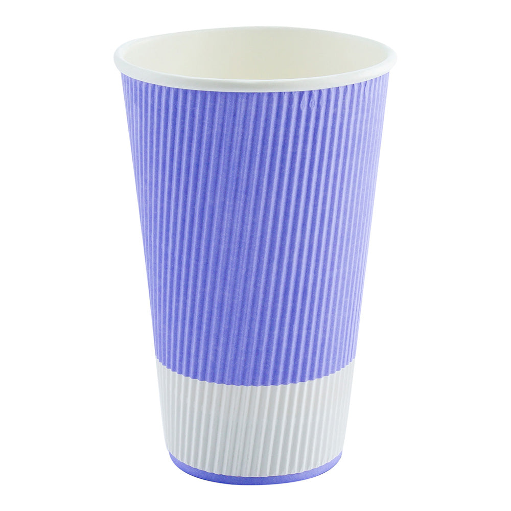 16 oz Light Purple Paper Coffee Cup - Ripple Wall - 3 1/2" x 3 1/2" x 5 1/2" - 500 count box