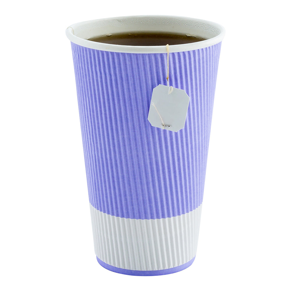 16 oz Light Purple Paper Coffee Cup - Ripple Wall - 3 1/2" x 3 1/2" x 5 1/2" - 500 count box