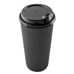 Black Plastic Coffee Cup Lid - Fits 8, 12, 16 and 20 oz - 500 count box