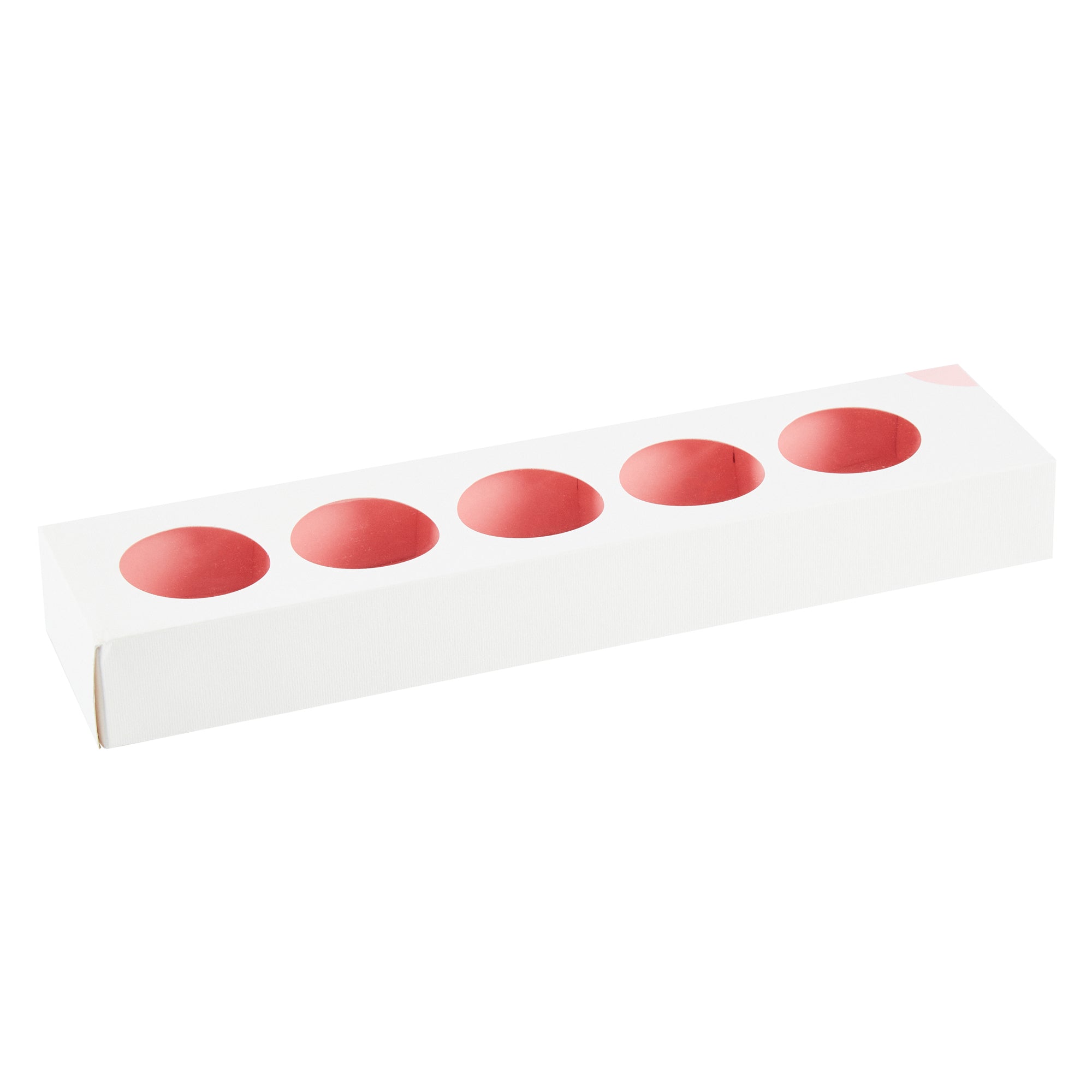 Valentino Rectangle White and Pink Paper Macaron Box - Holds 5 Macarons - 12" x 3" x 1 1/2" - 100 count box