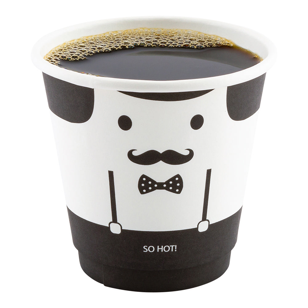 8 oz Monsieur Paper Coffee Cup - Double Wall - 3 1/2" x 3 1/2" x 3 1/4" - 500 count box