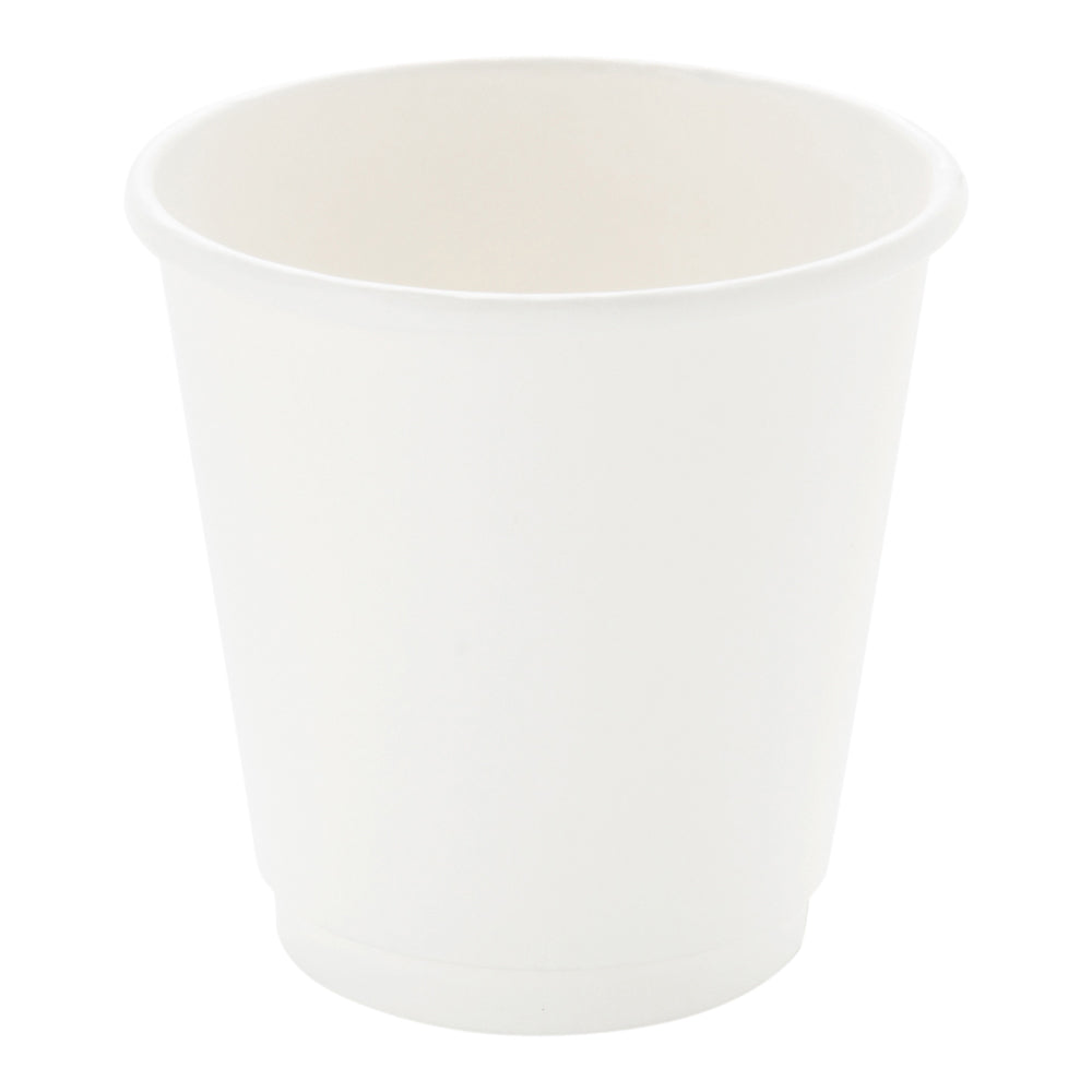 8 oz White Paper Coffee Cup - Double Wall - 3 1/2" x 3 1/2" x 3 1/4" - 500 count box