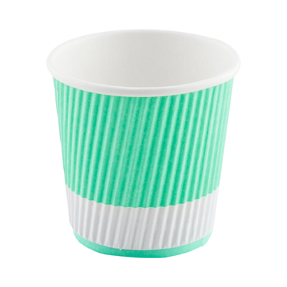 8 oz Light Green Paper Coffee Cup - Ripple Wall - 3 1/2" x 3 1/2" x 3 1/4" - 500 count box