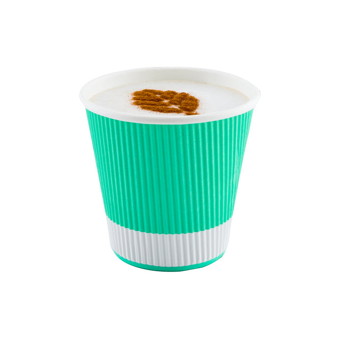 8 oz Light Green Paper Coffee Cup - Ripple Wall - 3 1/2" x 3 1/2" x 3 1/4" - 500 count box