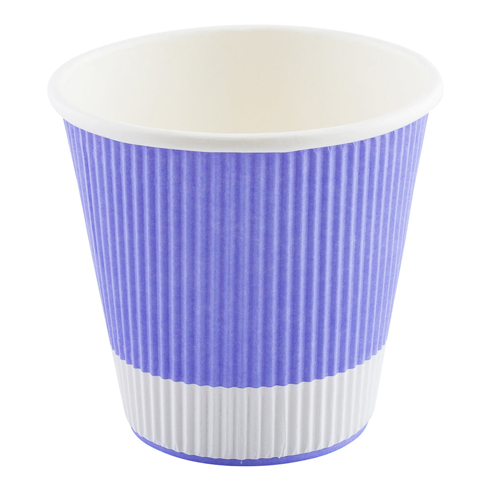 8 oz Light Purple Paper Coffee Cup - Ripple Wall - 3 1/2" x 3 1/2" x 3 1/4" - 500 count box