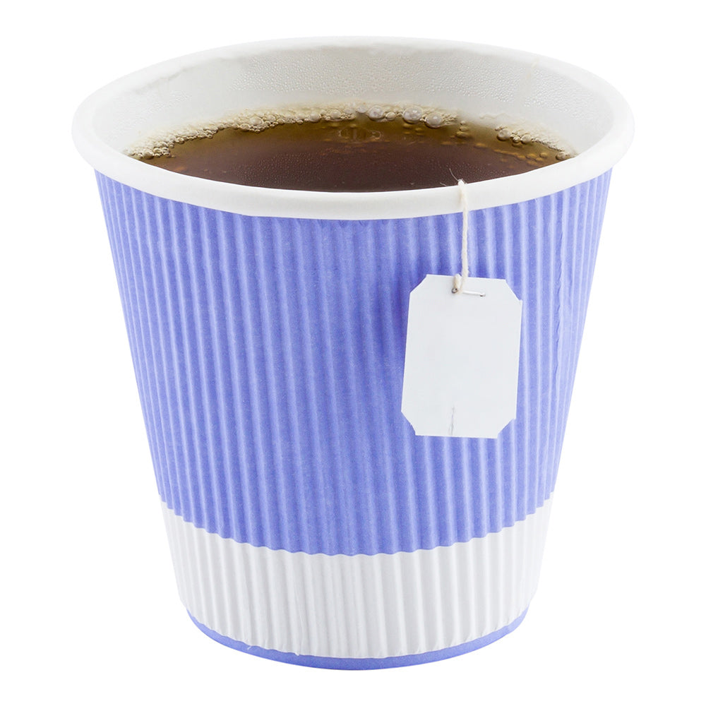 8 oz Light Purple Paper Coffee Cup - Ripple Wall - 3 1/2" x 3 1/2" x 3 1/4" - 500 count box