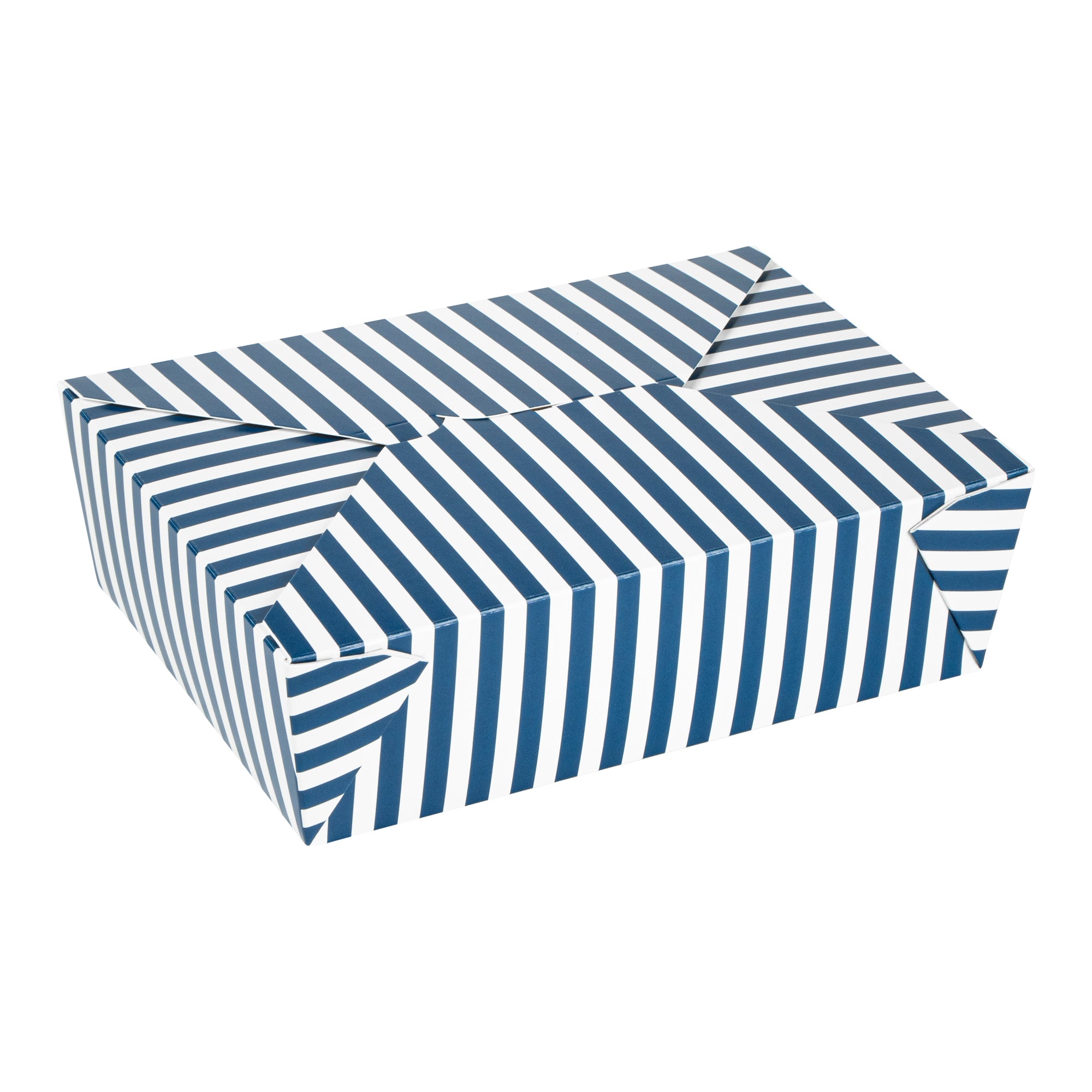 Bio Tek 71 oz Rectangle Blue and White Stripe Paper #3 Bio Box Take Out Container - 8 1/2" x 6 1/4" x 2 1/2" - 200 count box