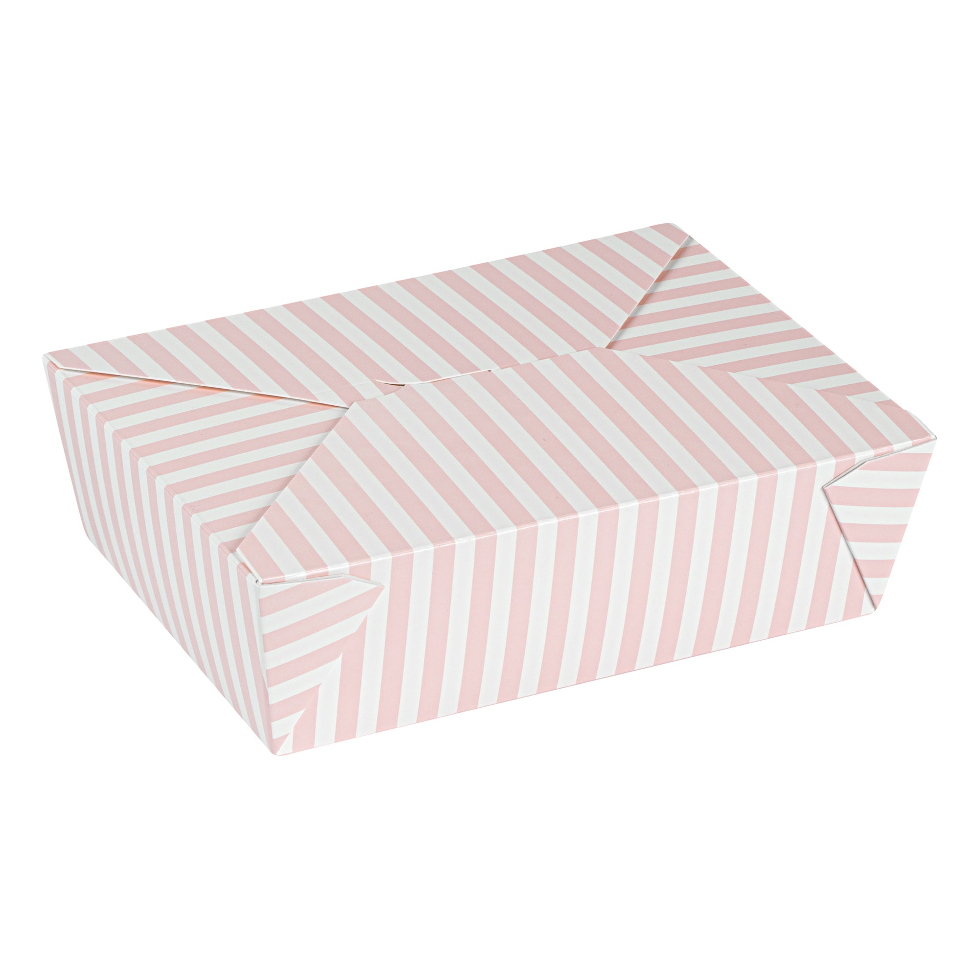 Bio Tek 71 oz Rectangle Pink and White Stripe Paper #3 Bio Box Take Out Container - 8 1/2" x 6 1/4" x 2 1/2" - 200 count box