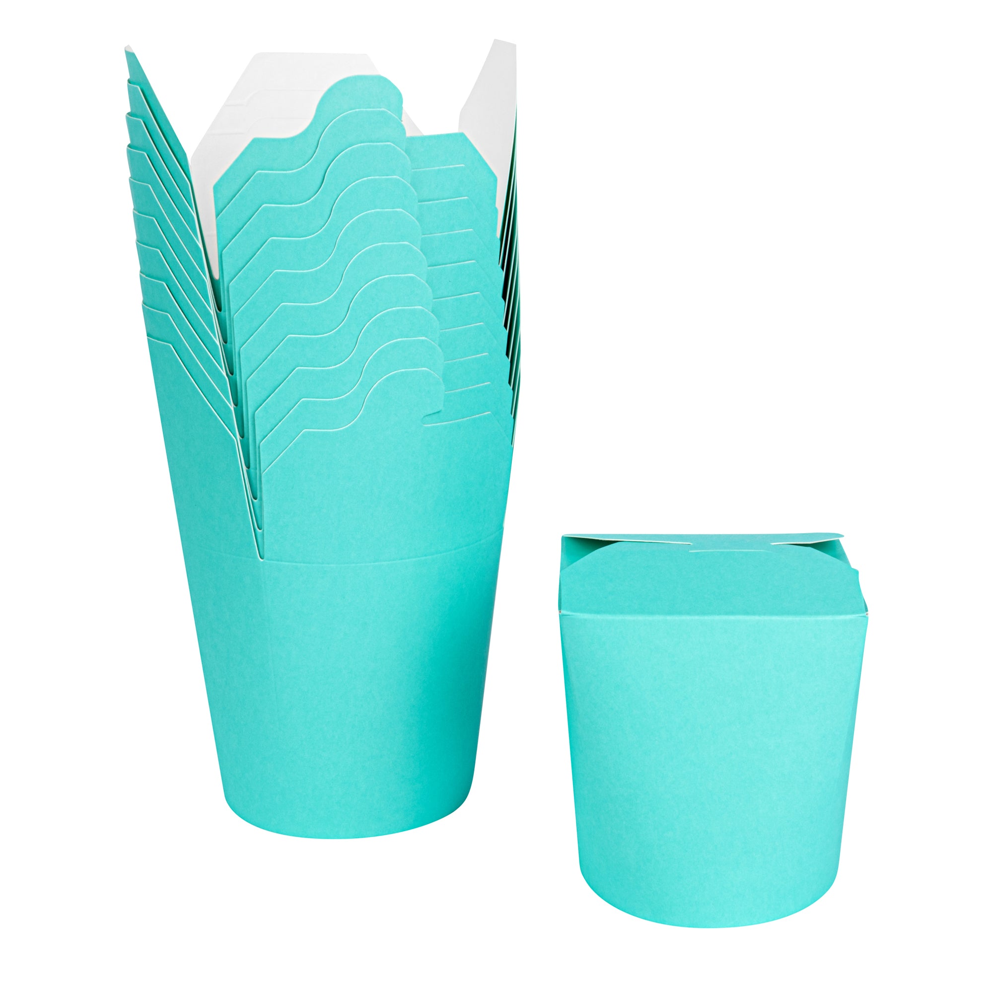 Bio Tek 16 oz Round Turquoise Paper Noodle Take Out Container - 3 1/4" x 3" x 4" - 200 count box