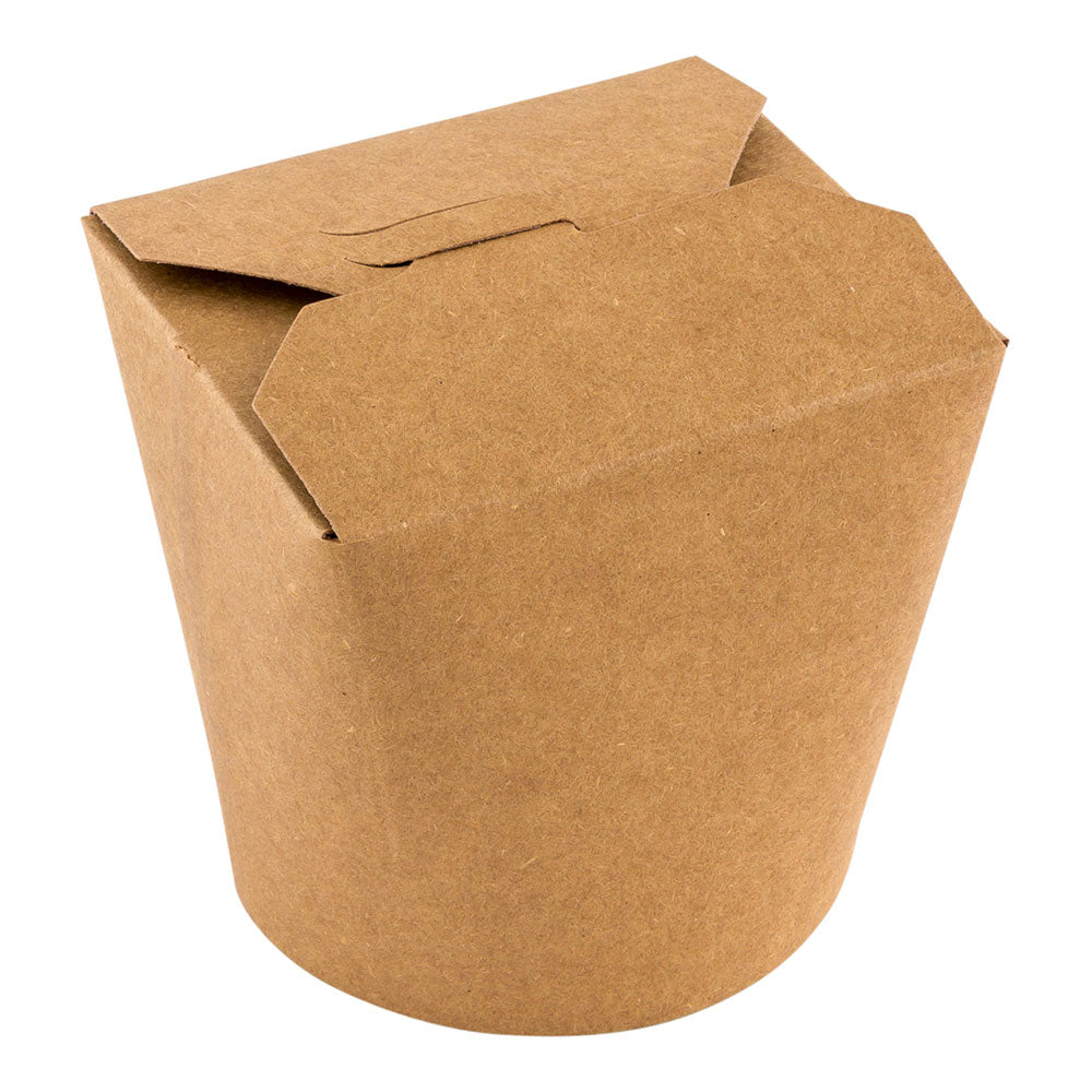 Bio Tek 26 oz Round Kraft Paper Noodle Take Out Container - 4" x 3 1/2" x 3 3/4" - 200 count box