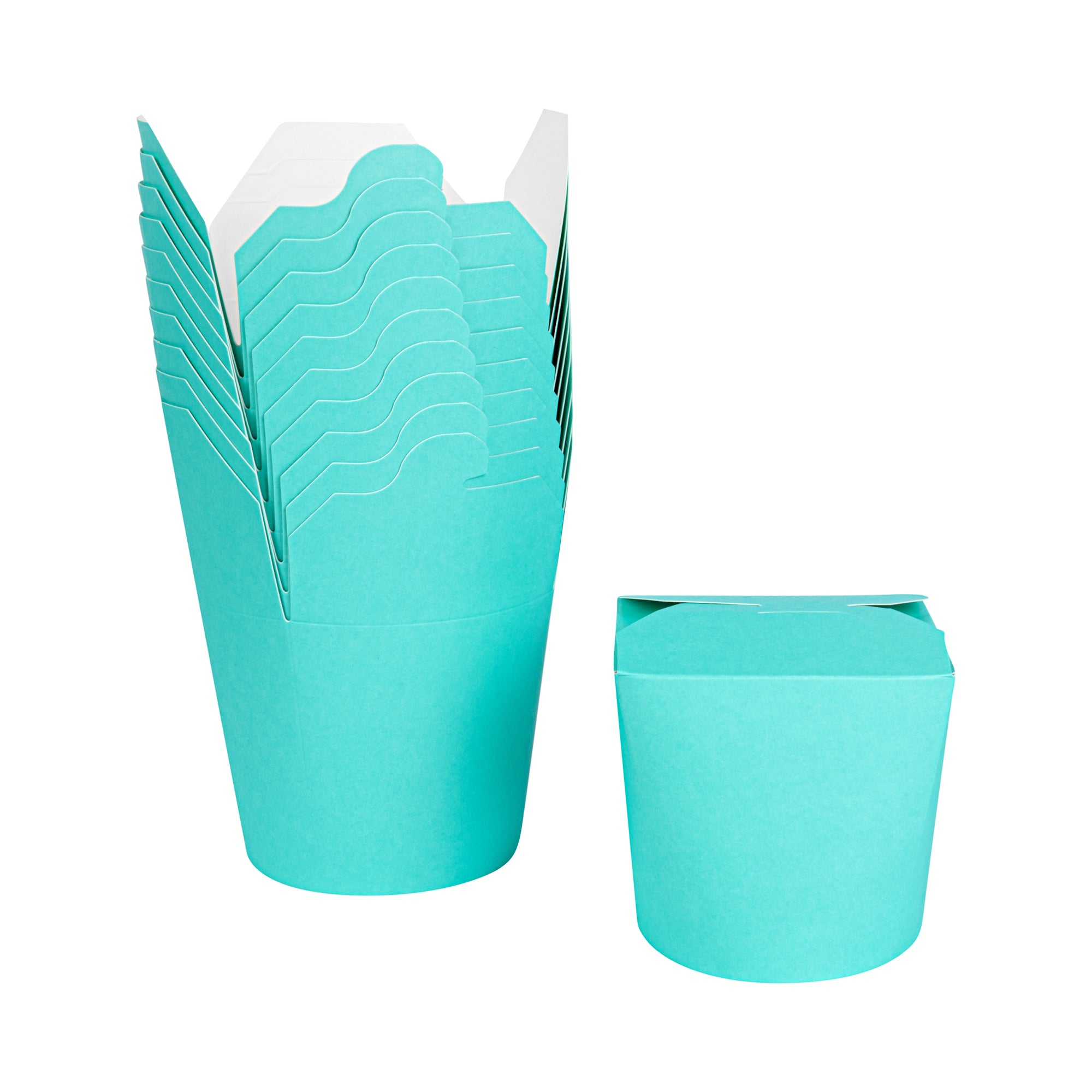 Bio Tek 26 oz Round Turquoise Paper Noodle Take Out Container - 4" x 3 1/2" x 3 3/4" - 200 count box