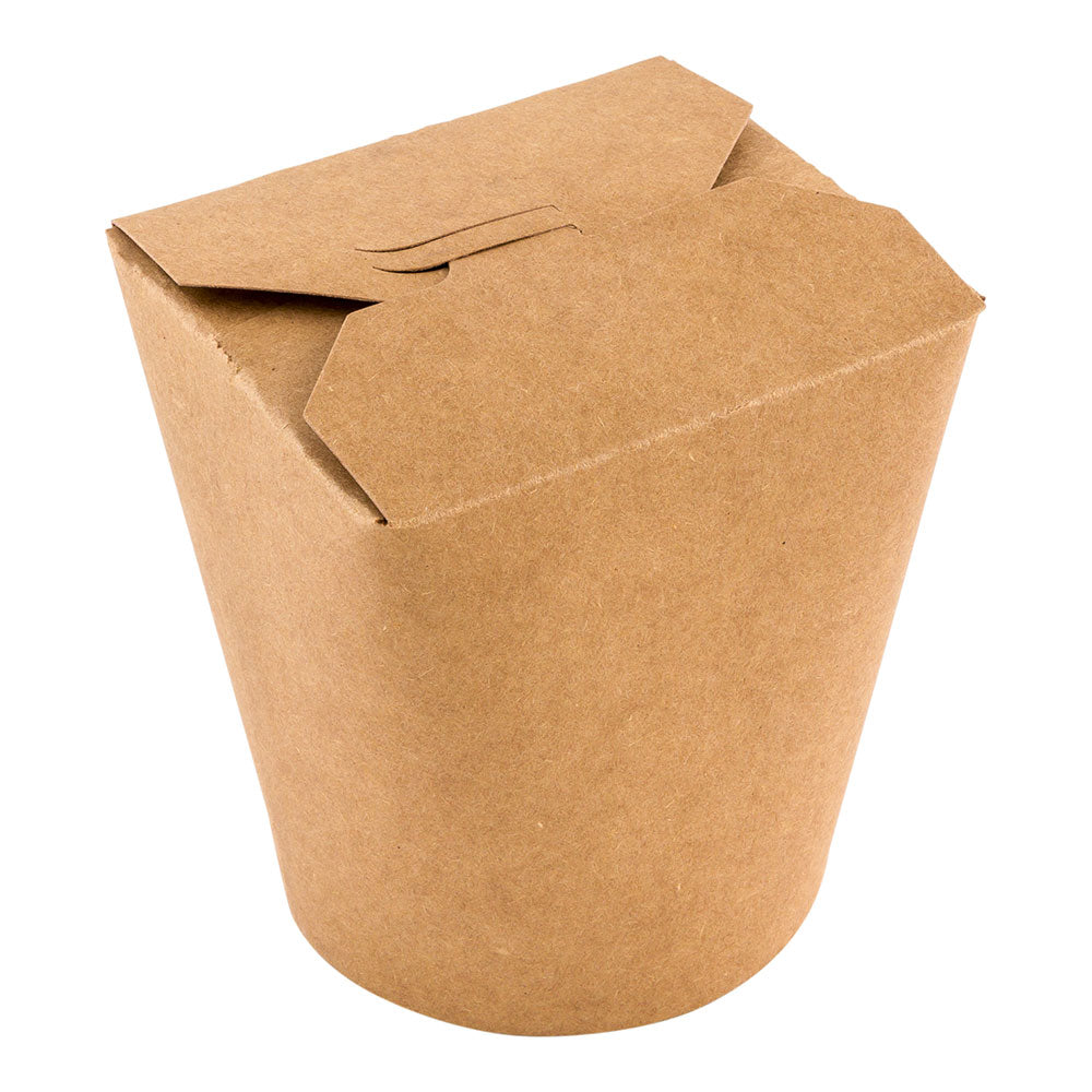 Bio Tek 32 oz Round Kraft Paper Noodle Take Out Container - 4" x 3 1/2" x 4 1/2" - 200 count box