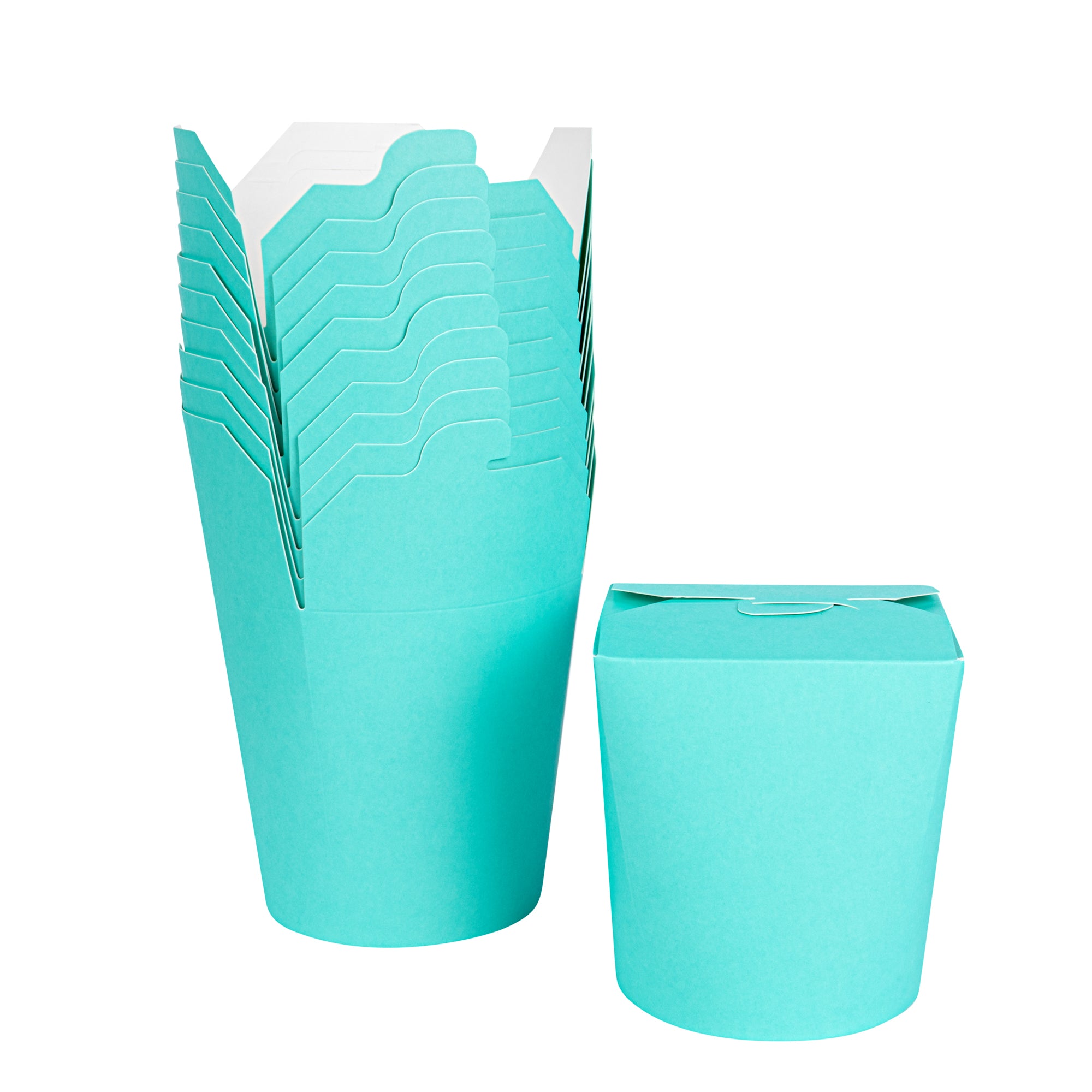 Bio Tek 32 oz Round Turquoise Paper Noodle Take Out Container - 4" x 3 1/2" x 4 1/2" - 200 count box