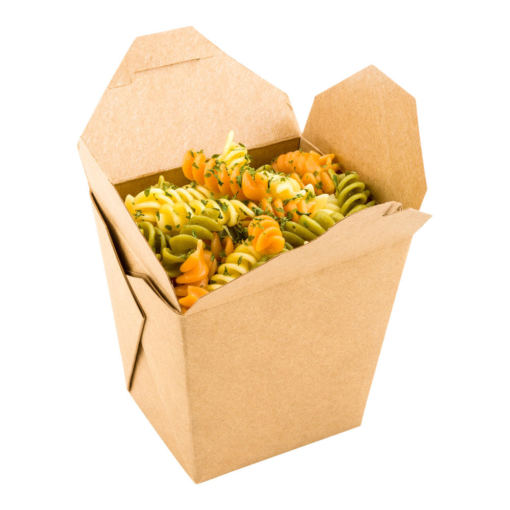 Bio Tek 26 oz Square Kraft Paper Noodle Take Out Container - 4" x 3 1/2" x 4" - 200 count box