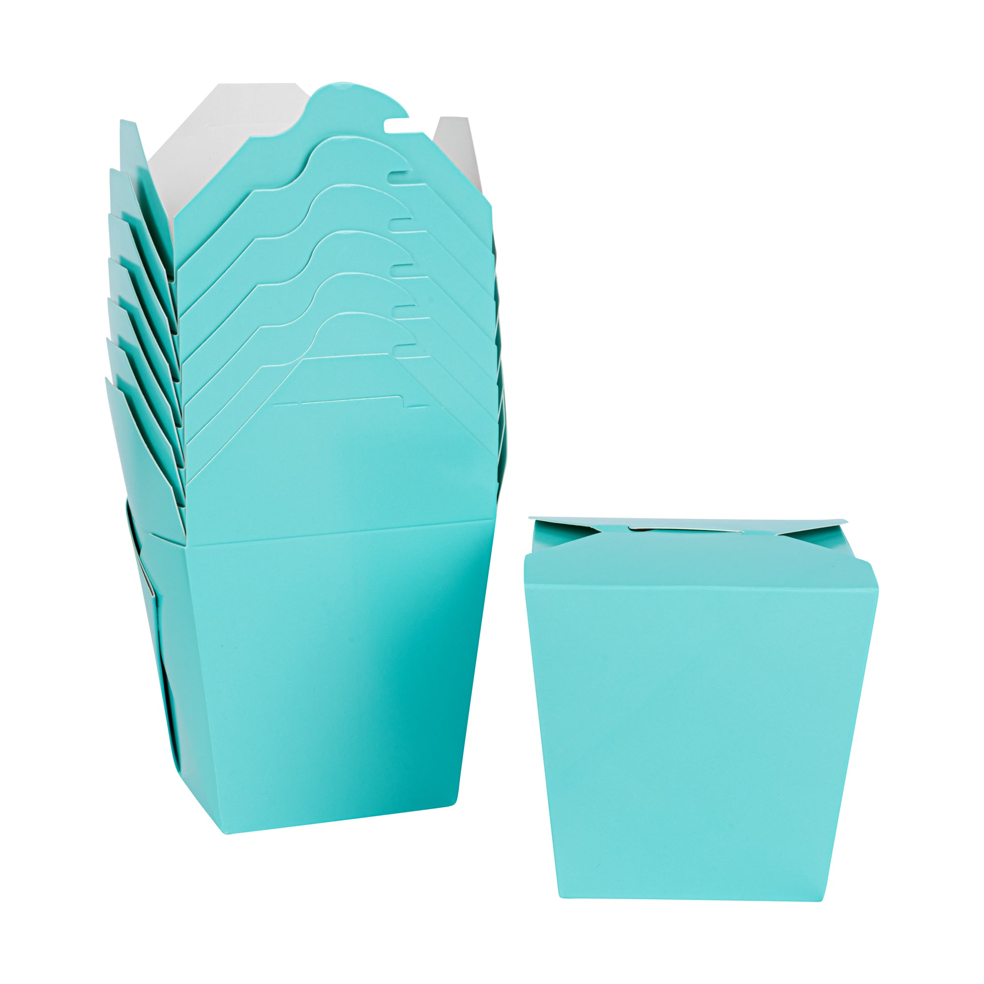 Bio Tek 26 oz Square Turquoise Paper Noodle Take Out Container - 4" x 3 1/2" x 4" - 200 count box