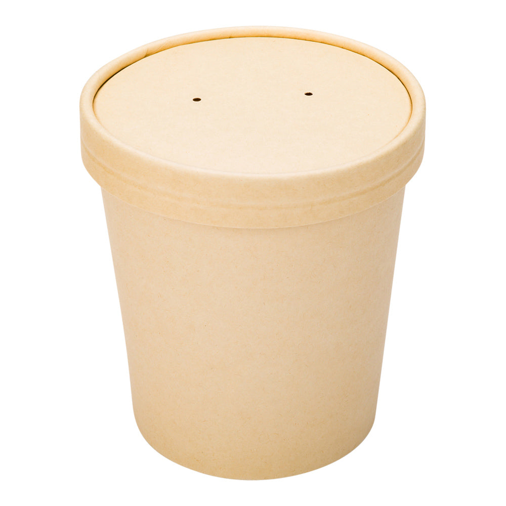 Bio Tek Round Bamboo Paper Soup Container Lid - Fits 26 and 32 oz - 200 count box