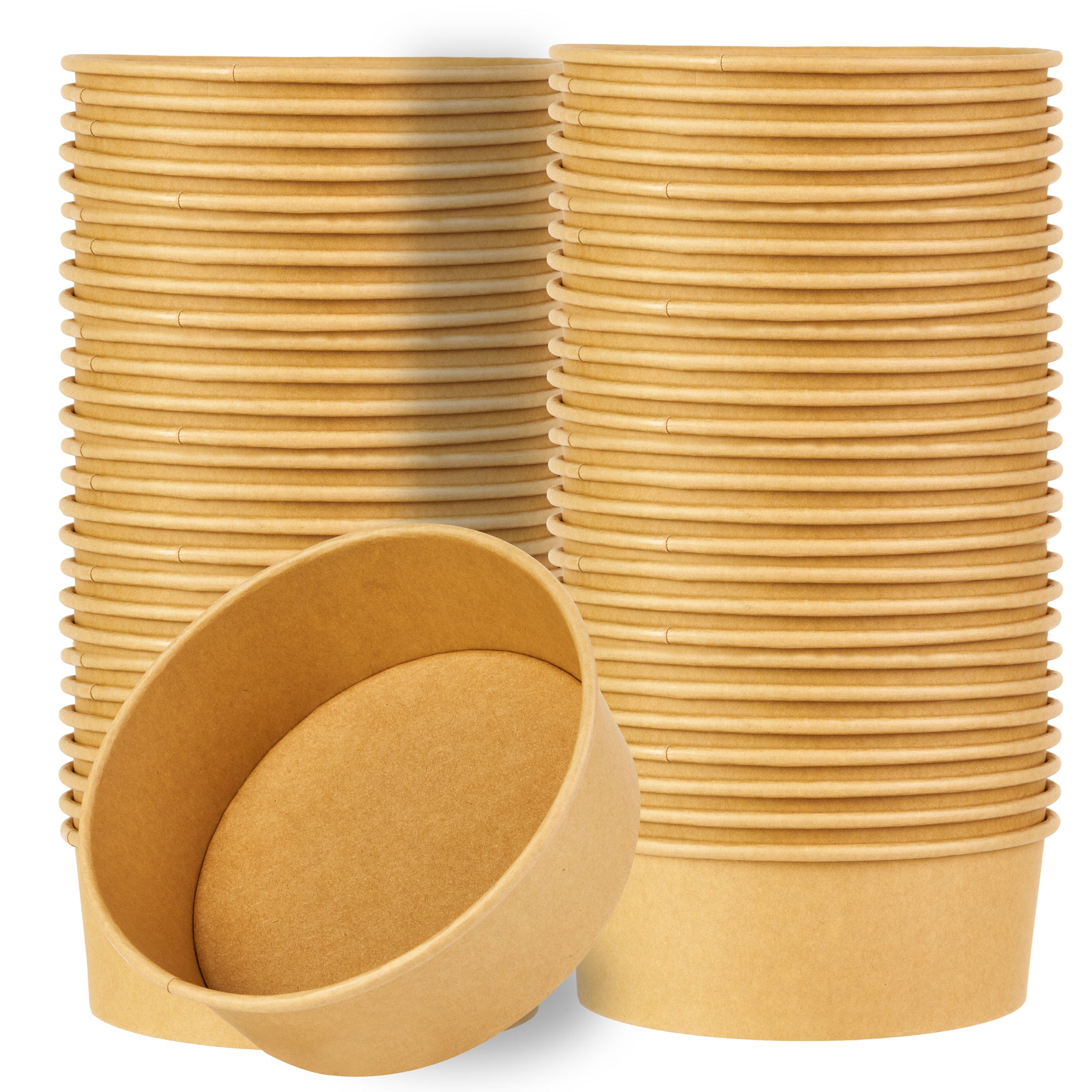 Bio Tek 44 oz Round Kraft Paper Take Out Container - 7 1/4" x 7 1/4" x 2 1/2" - 200 count box