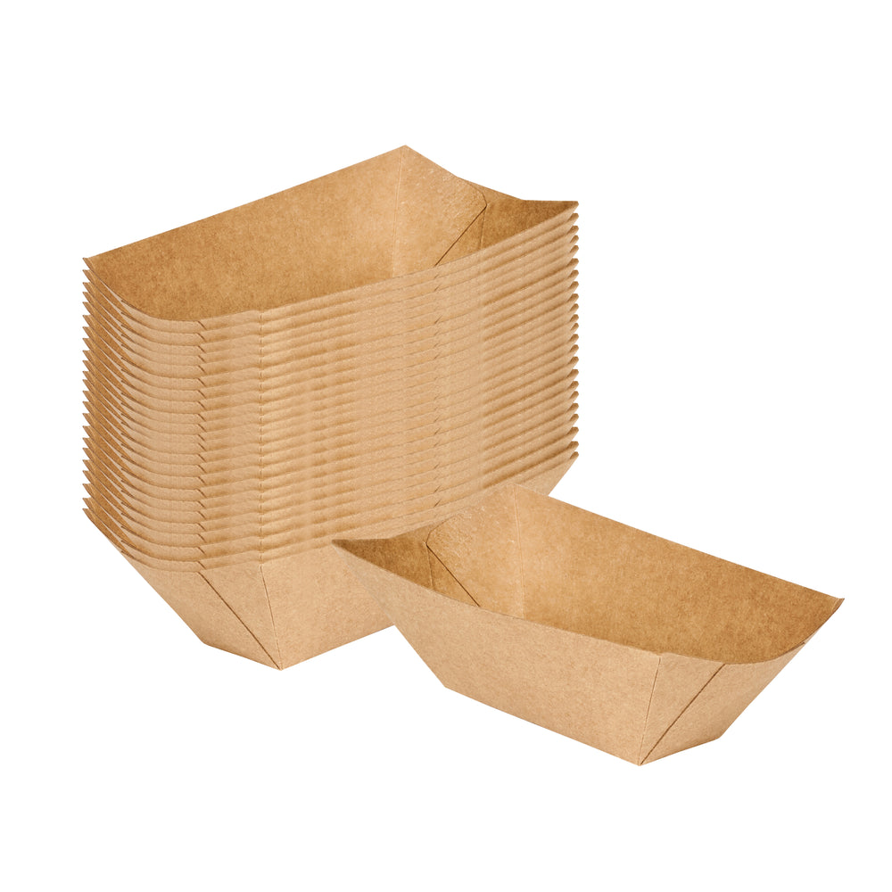 Bio Tek 2 oz Kraft Paper Boat - 3 1/4" x 2 1/4" x 1 1/4" - 400 count box