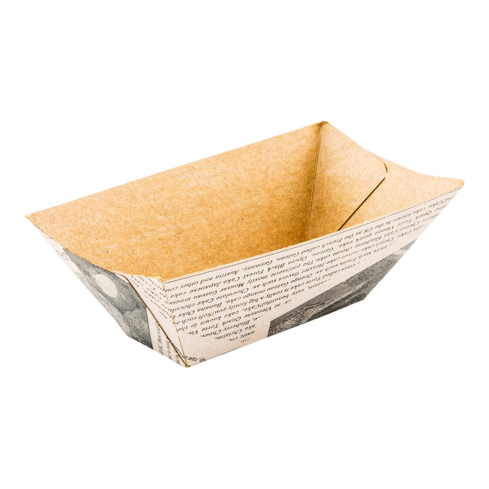 Bio Tek 2 oz Newsprint Paper Boat - 3 1/4" x 2 1/4" x 1 1/4" - 400 count box