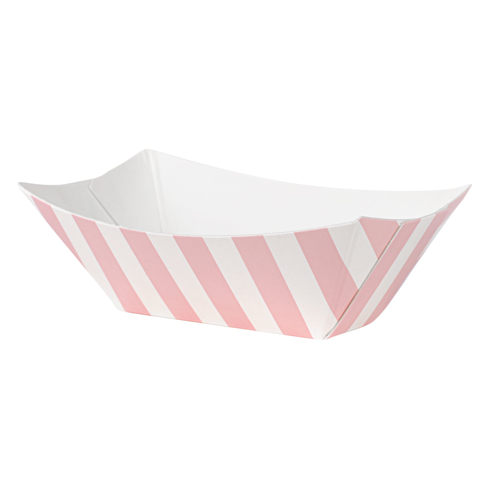 Bio Tek 2 oz Pink and White Stripe Paper Boat - 3 1/4" x 2 1/4" x 1 1/4" - 400 count box