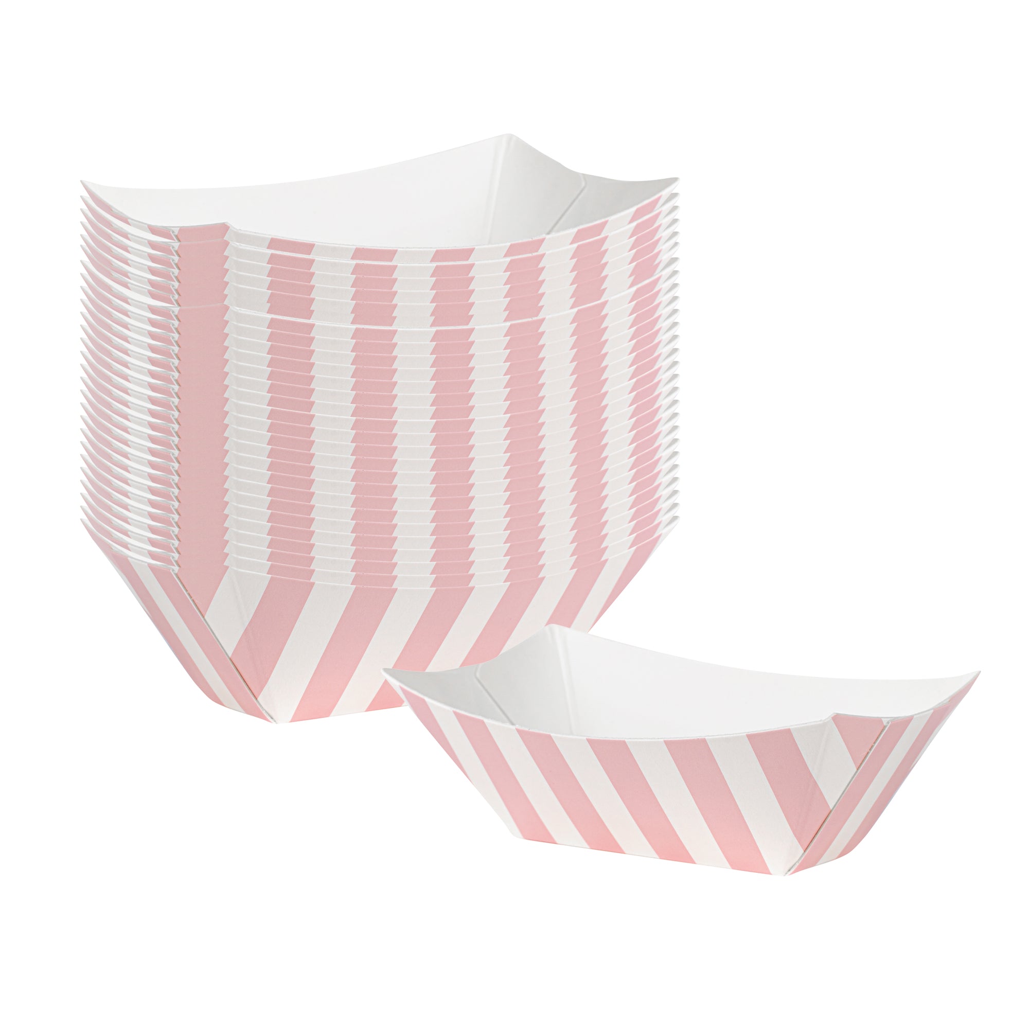 Bio Tek 2 oz Pink and White Stripe Paper Boat - 3 1/4" x 2 1/4" x 1 1/4" - 400 count box