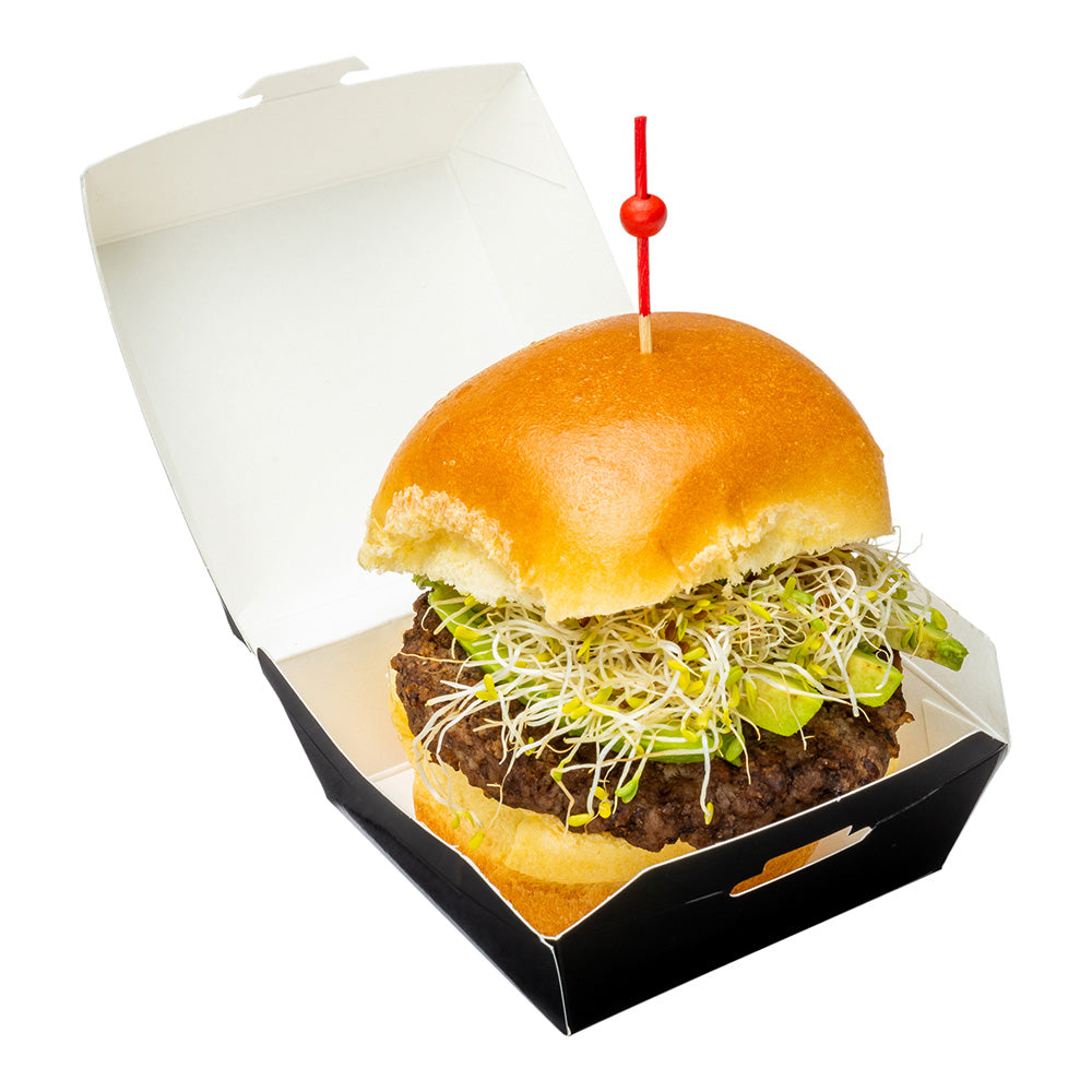 Black Paper Mini Burger Box - 2 3/4" x 2 3/4" x 2" - 100 count box