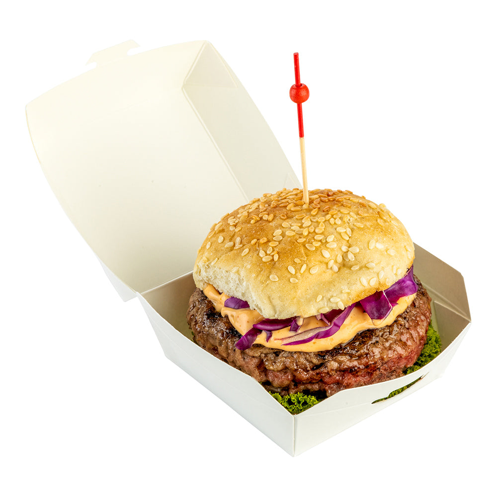 White Paper Mini Burger Box - 2 3/4" x 2 3/4" x 2" - 100 count box