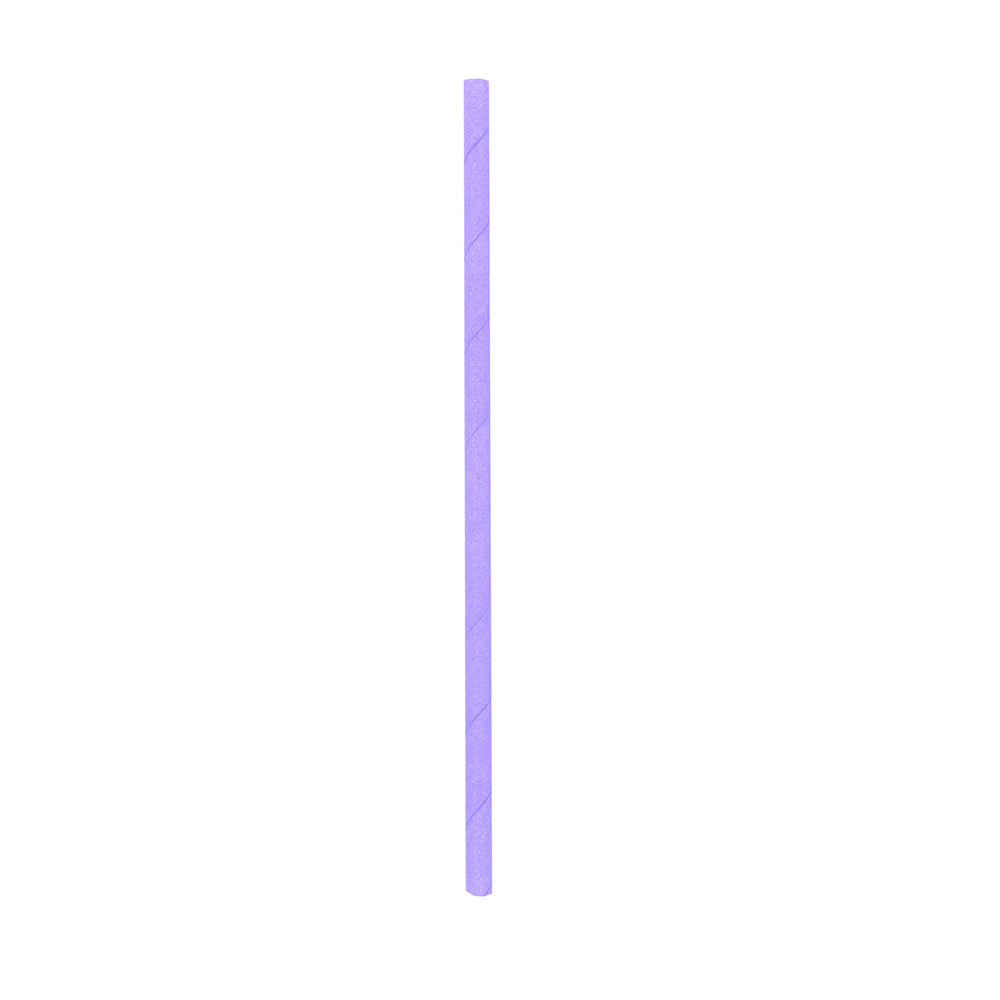 Lilac Paper Straw - Biodegradable, 6mm - 7 3/4" - 100 count box