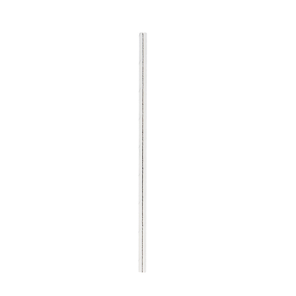 Metallic Silver Paper Straw - 6mm - 7 3/4" - 100 count box