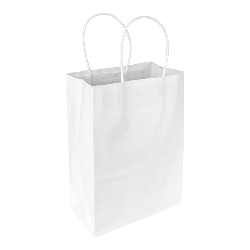 Saving Nature White Paper Medium Retail Bag - with Handles - 10" x 6 3/4" x 12" - 100 count box