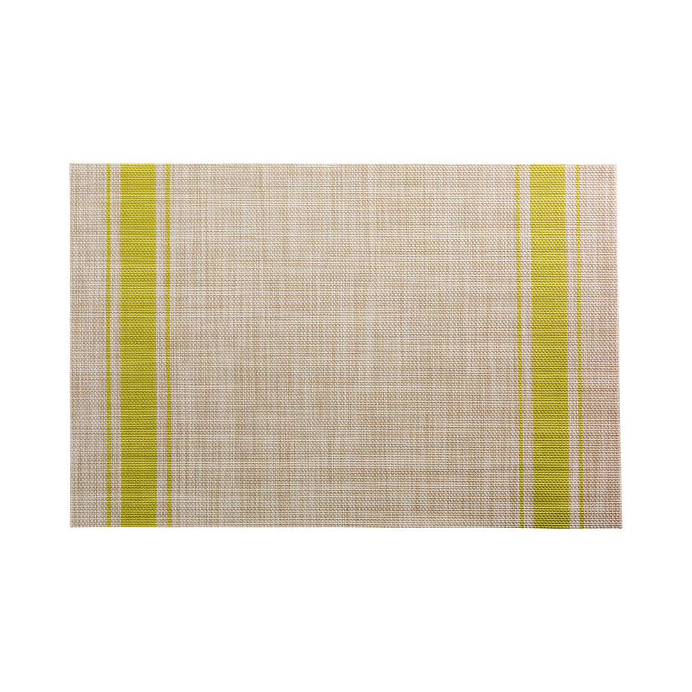 French Countryside Khaki Vinyl Woven Placemat - with Pear Stripe - 16" x 12" - 6 count box