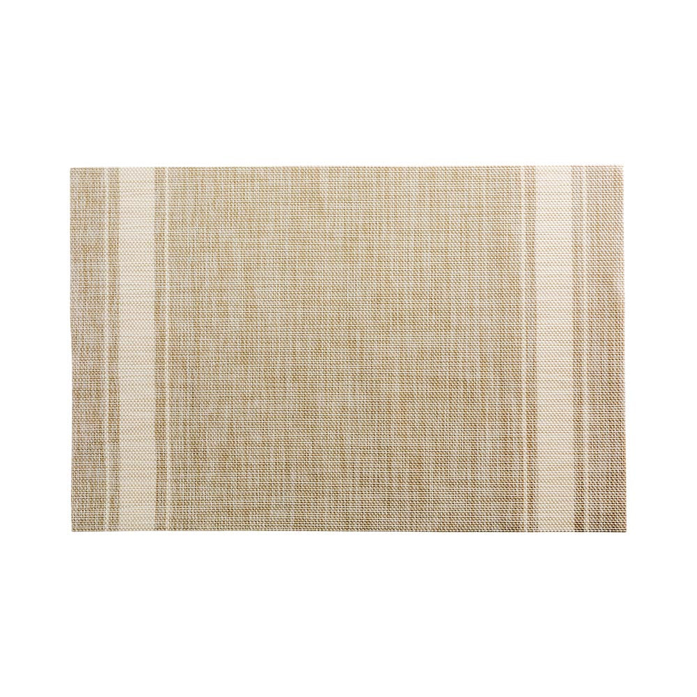 French Countryside Khaki Vinyl Woven Placemat - with Eggshell Stripe - 16" x 12" - 6 count box