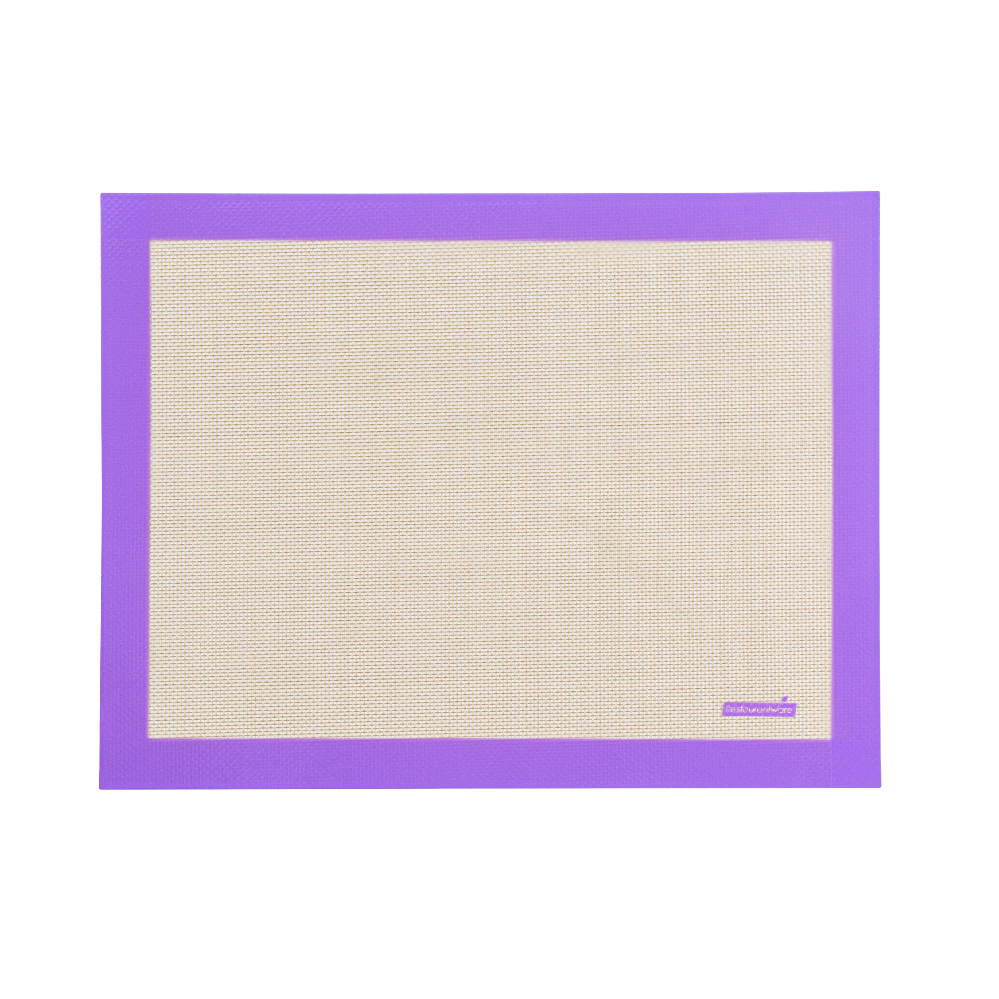 Rectangle Tan and Purple Silicone Half Size Baking Mat - Allergen Safe, Color-Coded - 11 3/4" x 15 3/4" - 1 count box