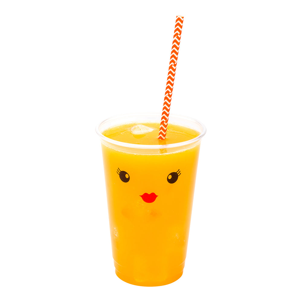 Orange Paper Straw - Zig Zags, Biodegradable, 6mm - 7 3/4" - 100 count box