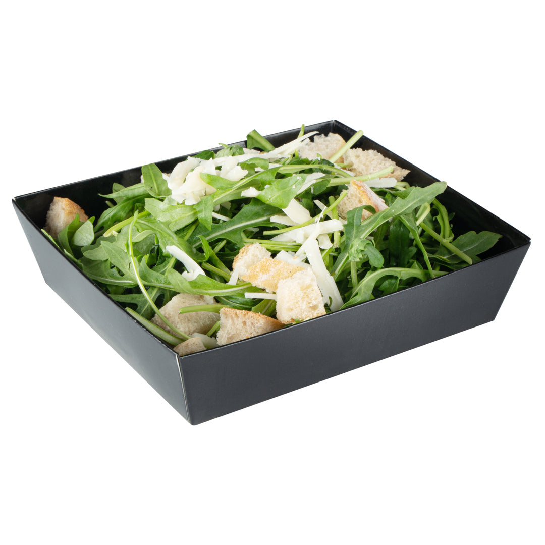 Matsuri Vision Black Paper Large Sushi Container - 5" x 4 1/2" x 1 1/2" - 100 count box