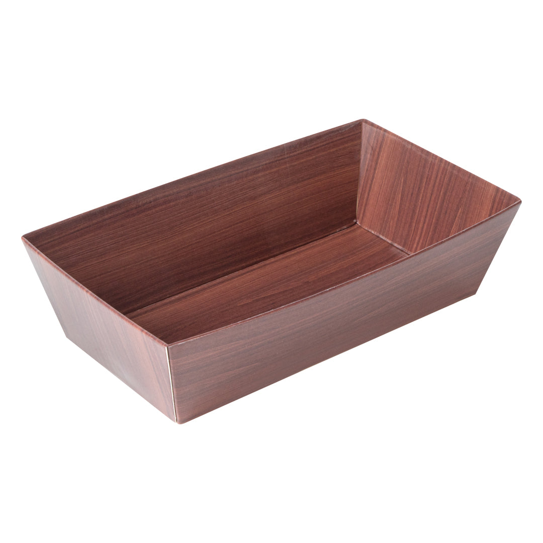 Matsuri Vision Wood Grain Paper Small Sushi Container - 4 3/4" x 2 1/2" x 1 1/2" - 100 count box